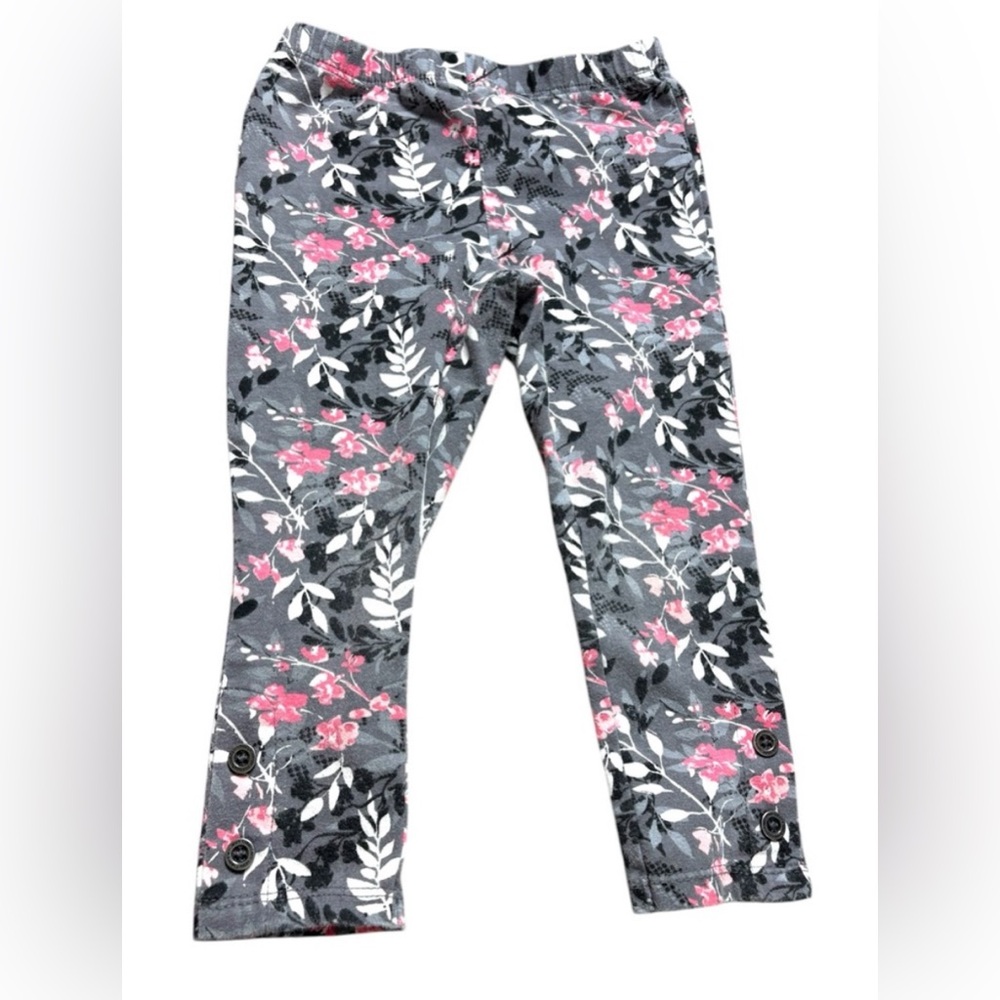 Toddler Calvin Klein 3T Gray Pink Floral Slim Fit Jeggings
